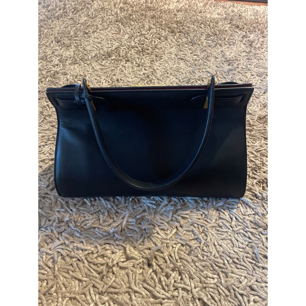 TORY BURCH Lee Radziwill Purse Lock and Key Hardware Black Leather Satchel Bag - Picture 3 of 11